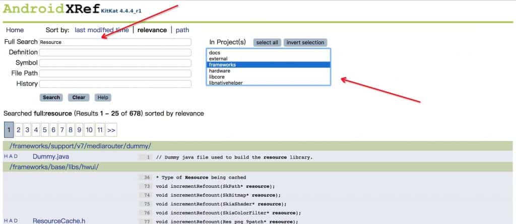 AndroidXRef搜索页面