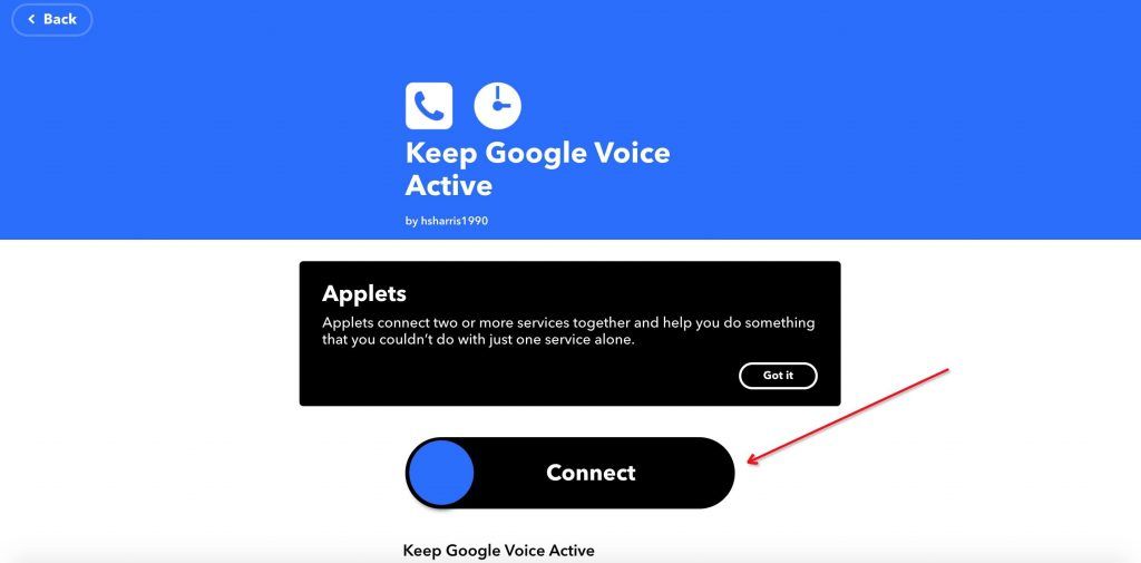 IFTTT Keep Google Voice Active 绑定号码