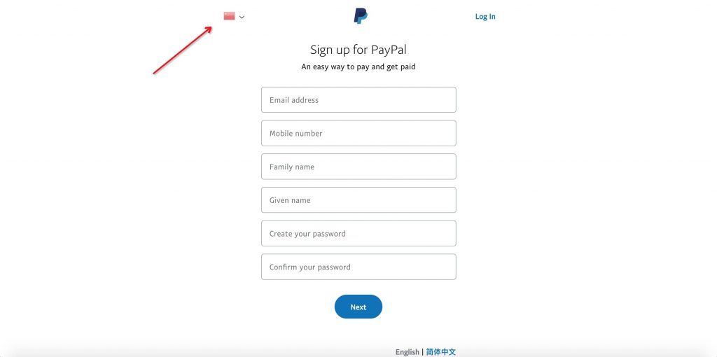 PayPal注册账号信息填写